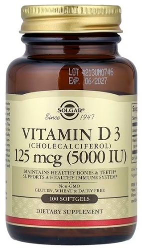 Solgar Vitamin D3 5000 IU (Витамин Д3) капсулы 100 шт