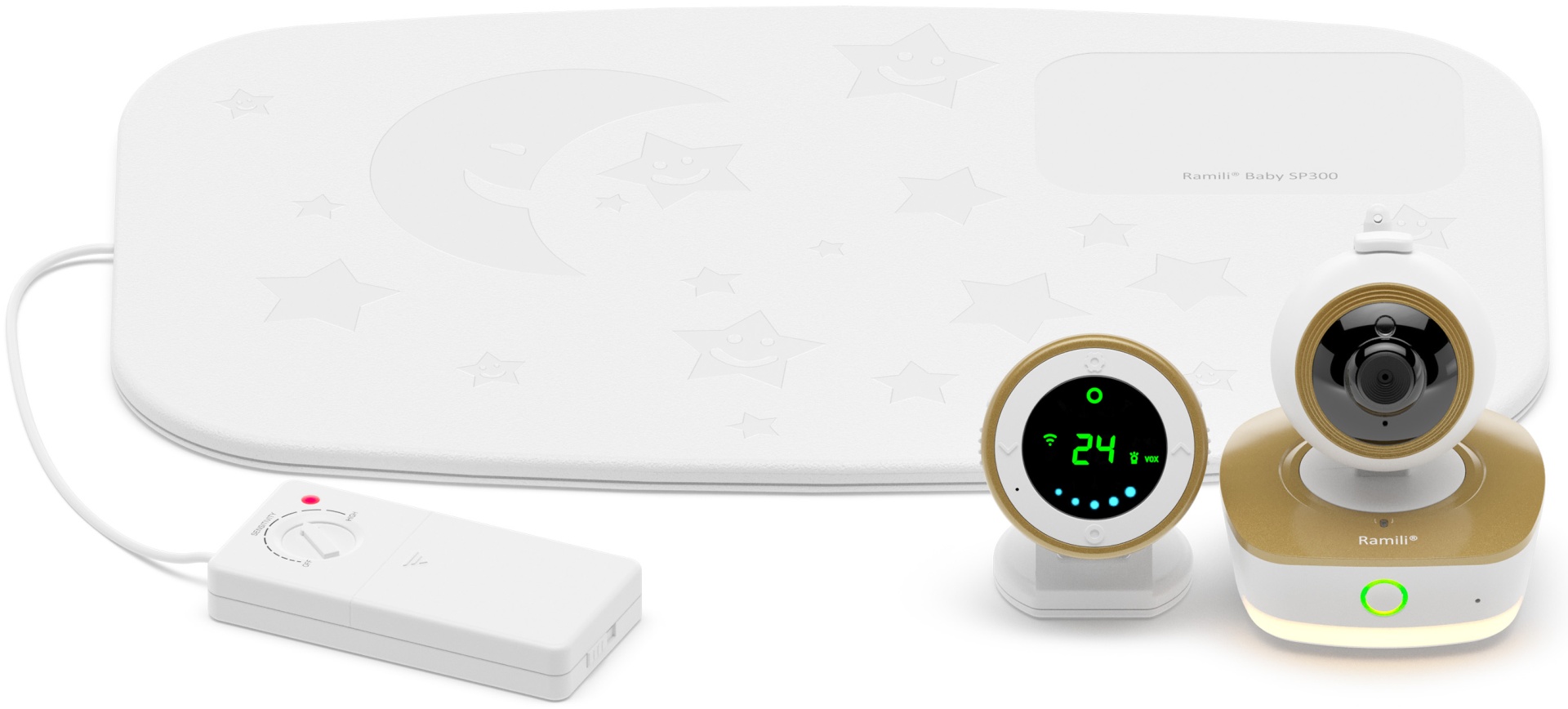 Видеоняня Ramili 3-в-1 Wi-Fi Full HD RV1800SP с монитором дыхания