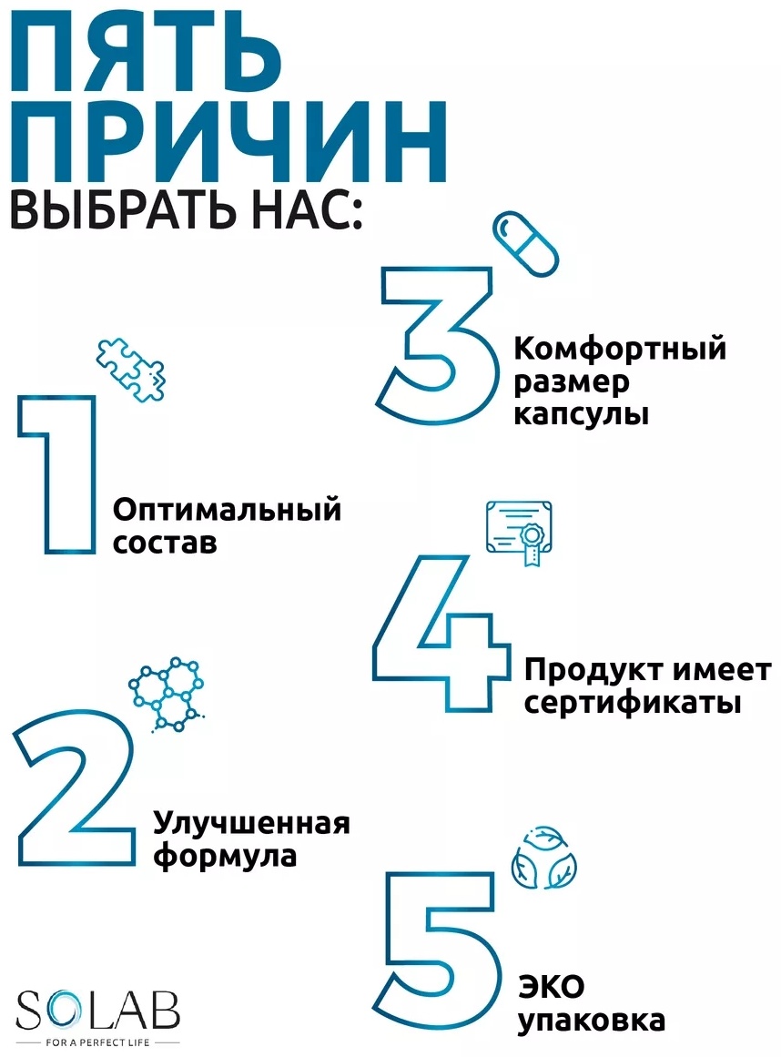 SOLAB Хелат железа с витаминами С и В3 для иммунитета капсулы 60 шт