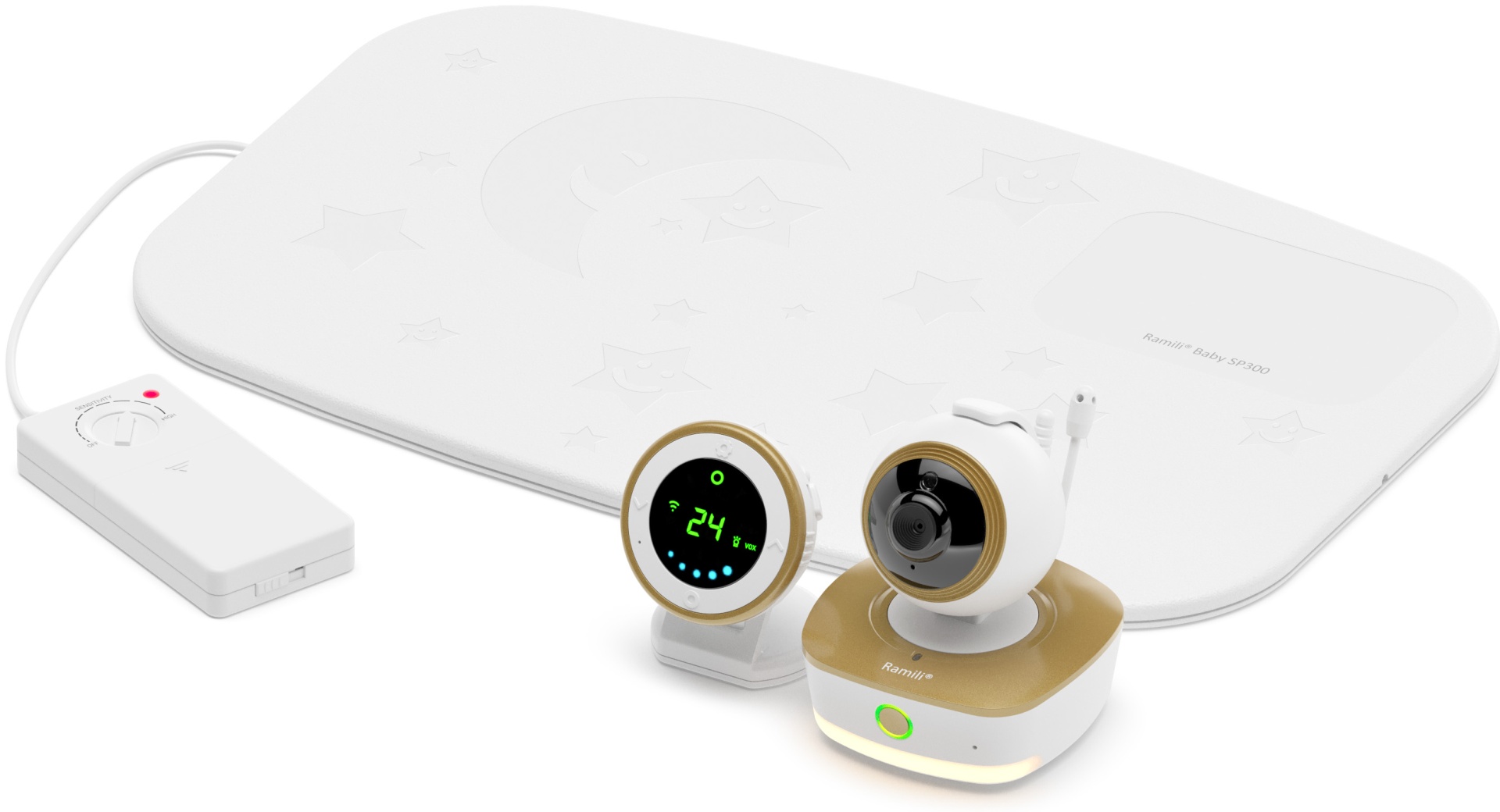 Видеоняня Ramili 3-в-1 Wi-Fi Full HD RV1800SP с монитором дыхания