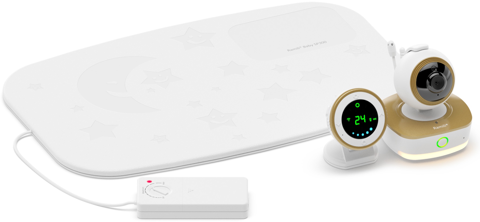 Видеоняня Ramili 3-в-1 Wi-Fi Full HD RV1800SP с монитором дыхания
