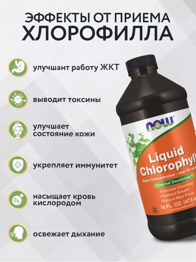 NOW Хлорофилл мятный жидкий (Chlorophyll Mint) жидкость 473