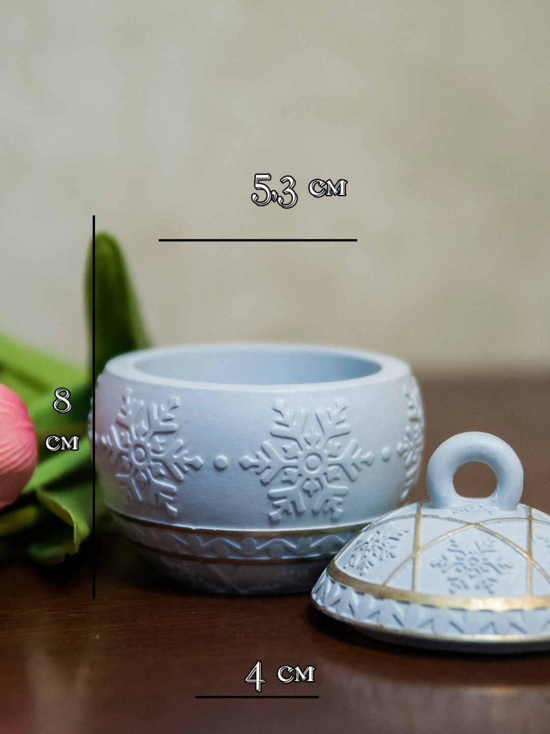 Шкатулка Новогодний шарик голубой 30414956_925677821, гипс