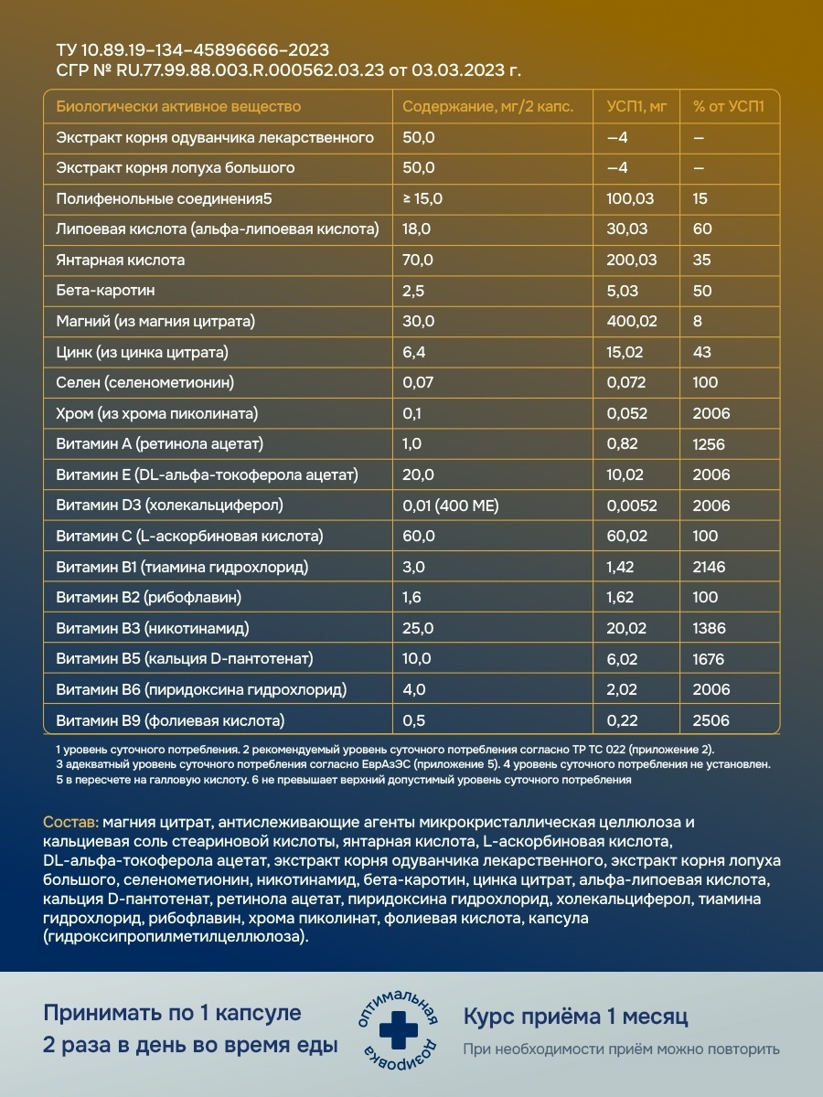 GLS Pharmaceuticals Диабет Формула, комплекс для диабетиков и нормализации уровня сахара капсулы 60 шт