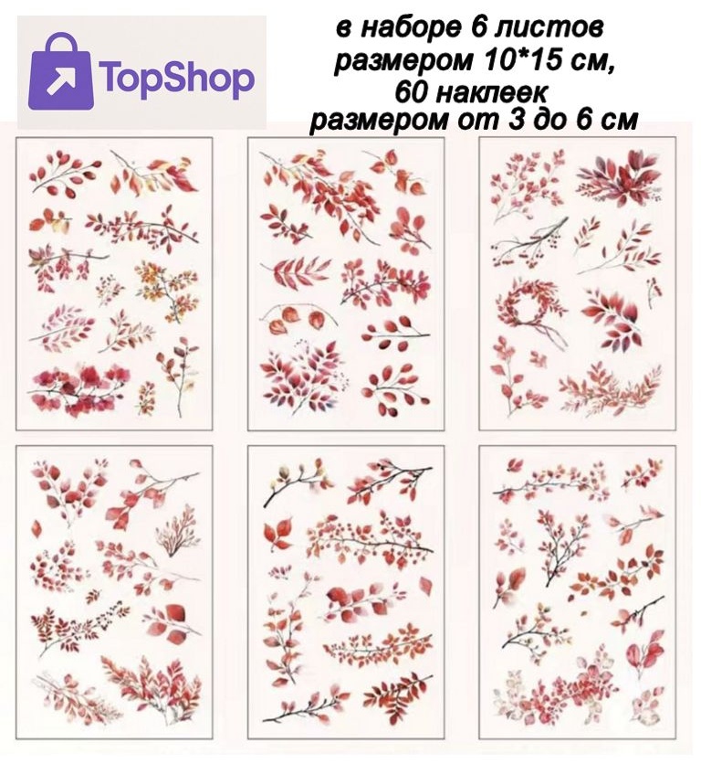 Наклейки набор TopShop лист 60 шт