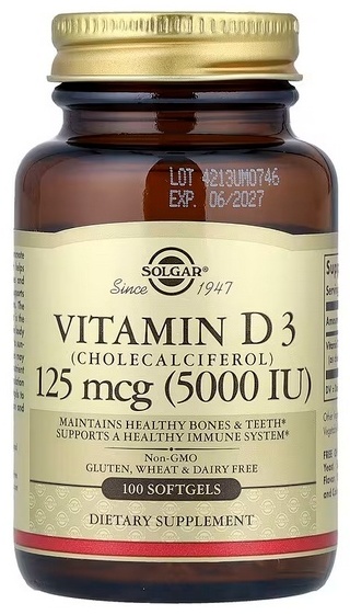 Solgar Vitamin D3 5000 IU (Витамин Д3) капсулы 100 шт