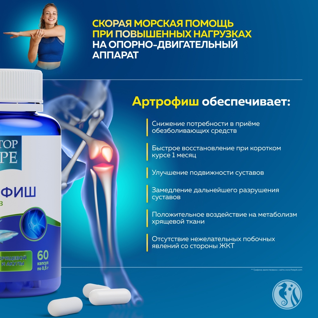 Доктор Море Артрофиш с глюкозамином и хондроитином хондропротектор для суставов капсулы 60 шт