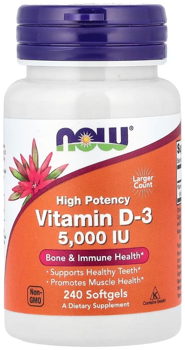 NOW High Potency Vitamin D-3 5000 IU капсулы 240 шт