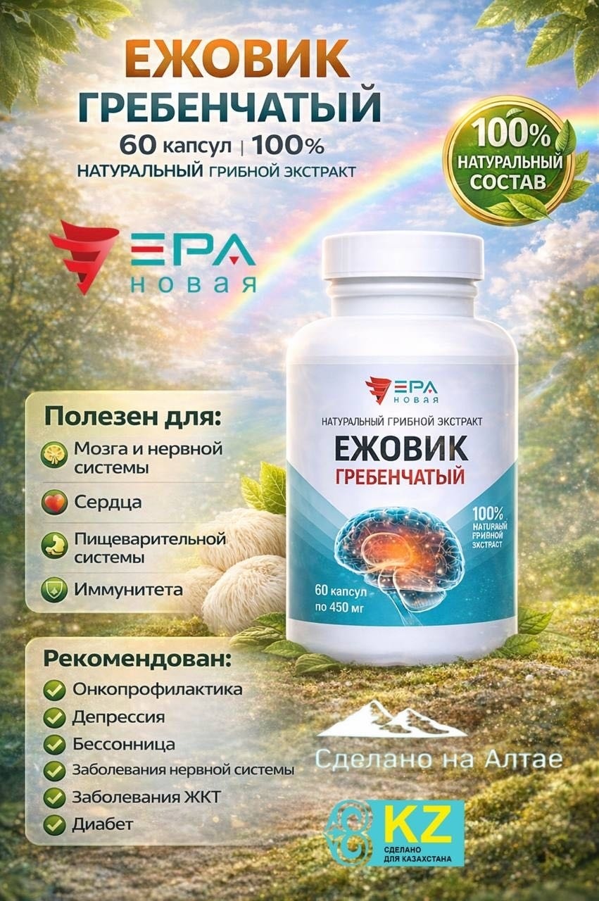 НОВАЯ ЭРА ЕЖОВИК ГРЕБЕНЧАТЫЙ Экстракт натуральный грибной капсулы 60 шт