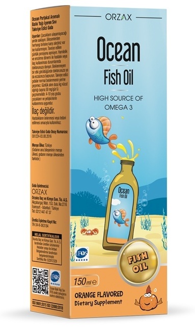 ORZAX Ocean Fish Oil Рыбий жир Омега 3 Апельсин сироп 150