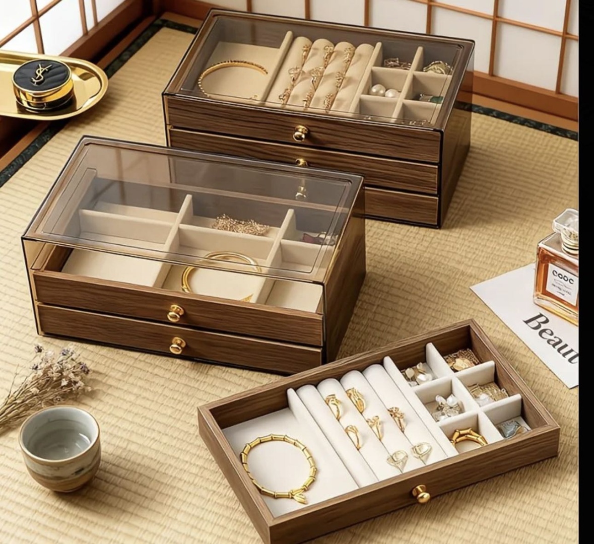Шкатулка JewelryBox-3Drawe 30319727_002613971, дерево, пластик
